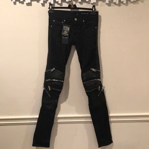 NWT Saint Laurent Leather Zippered Denim
